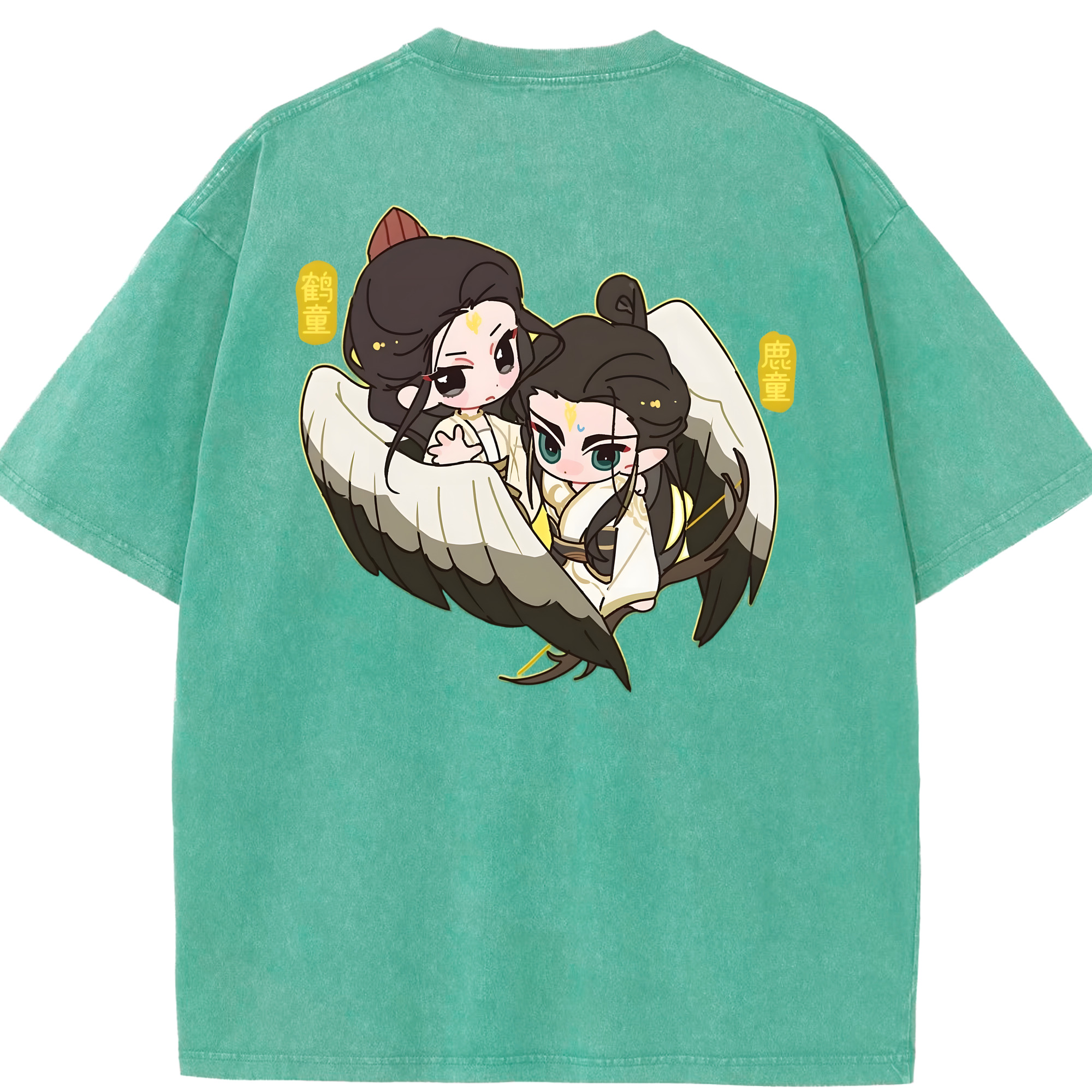 （画像用） Ne Zha 2 ナタ 魔童の大暴れ 綿100% ヴィンテージ風 半袖Tシャツ（背面プリント）